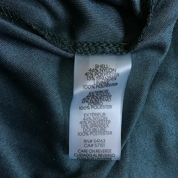 Calvin Klein. 3/4 sleeves. Black & green velvet floral. V-neck. High-low hem. - Picture 7 of 9